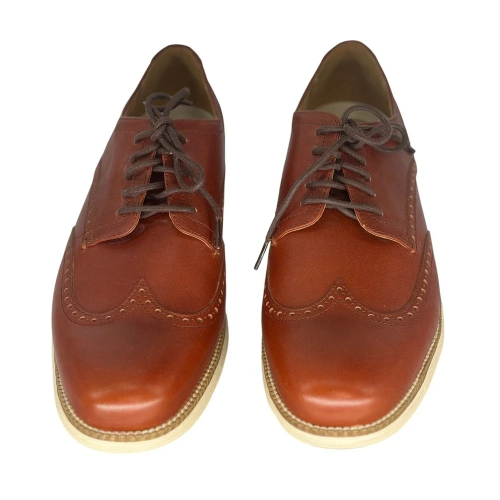 Cole‎ Haan Grand OS Mens British Tan Leather Wingtip Oxford Dress Shoes Size 13